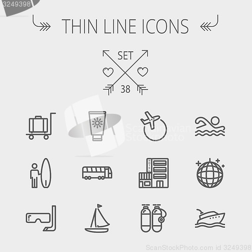 Image of Travel thin line icon set