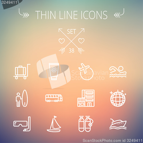 Image of Travel thin line icon set