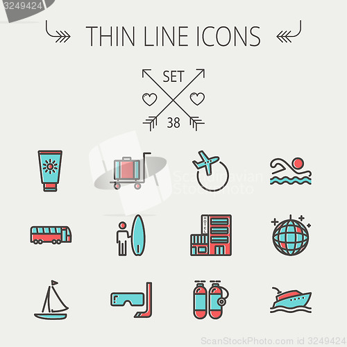 Image of Travel thin line icon set