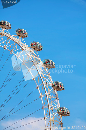 Image of The London Eye Ferris wheel close up in London, UK