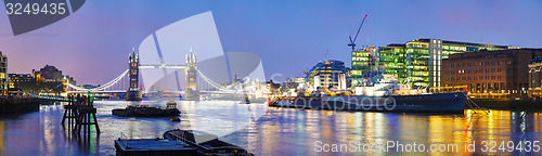 Image of Panoramic overview of Tower bridge in London, Great Britain