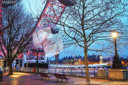 Image of Overview of London with the Elizabeth Tower early in the morning