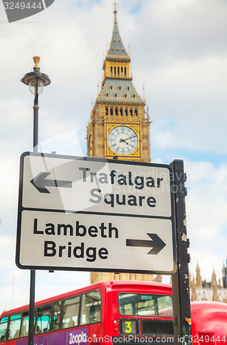 Image of Street sign at the Parliament square in city of Westminster