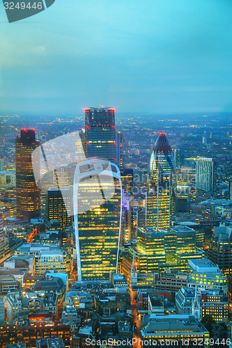 Image of Aerial overview of the City of London financial ddistrict