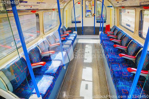 Image of Interior of the underground train car in London