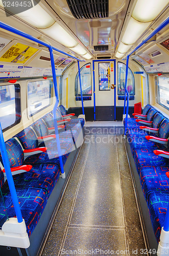 Image of Interior of the underground train car in London