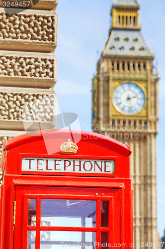 Image of Famous red telephone booth in London