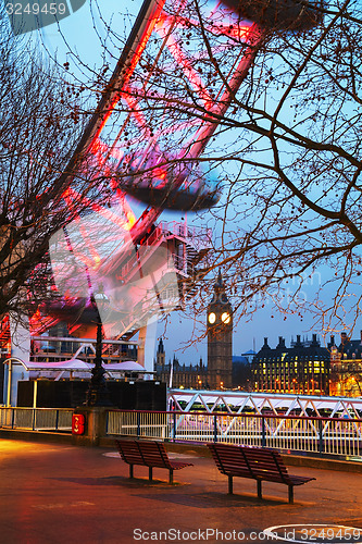 Image of Overview of London with the Clock tower early in the morning