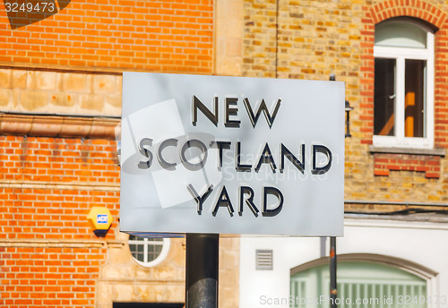 Image of Famous New Scotland Yard sign in London, U