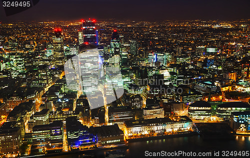 Image of Aerial overview of the City of London financial ddistrict 