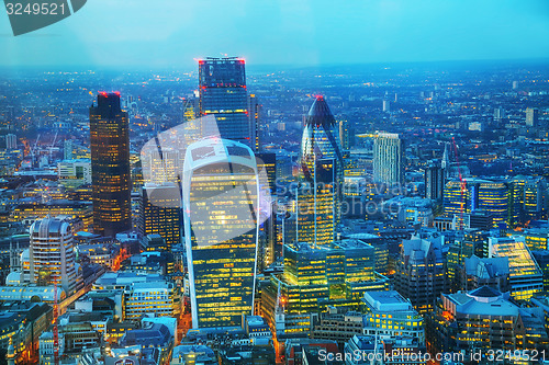 Image of Aerial overview of the City of London financial ddistrict