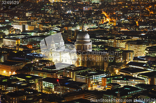 Image of Aerial overview of London city with the St Pauls Cathedral