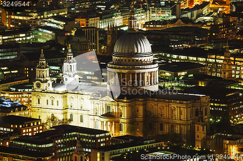 Image of Aerial overview of London city with the St Pauls Cathedral