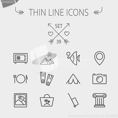 Image of Travel thin line icon set