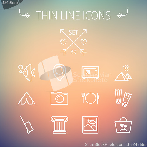Image of Travel thin line icon set