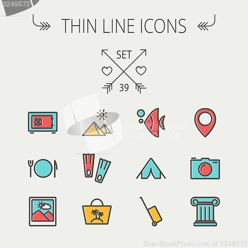 Image of Travel thin line icon set