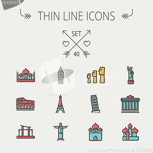 Image of Travel thin line icon set