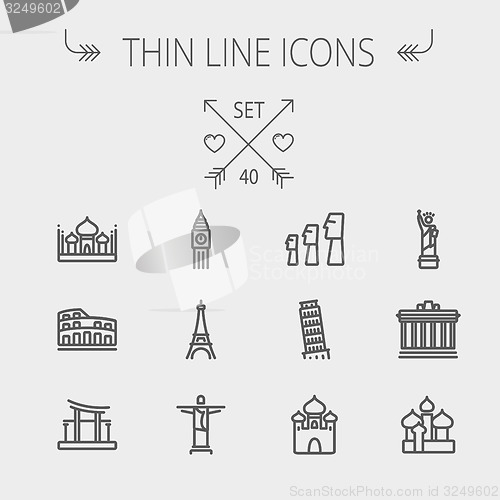 Image of Travel thin line icon set