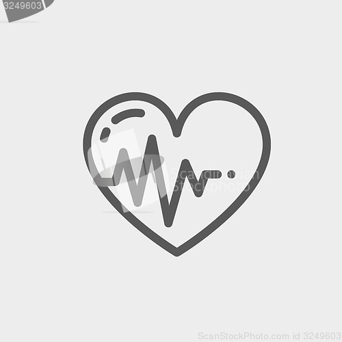 Image of Heart with cardiogram thin line icon