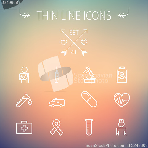 Image of Medicine thin line icon set