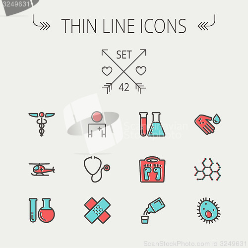 Image of Medicine thin line icon set