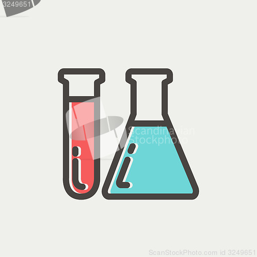 Image of Test tube and beaker thin line icon