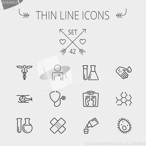 Image of Medicine thin line icon set