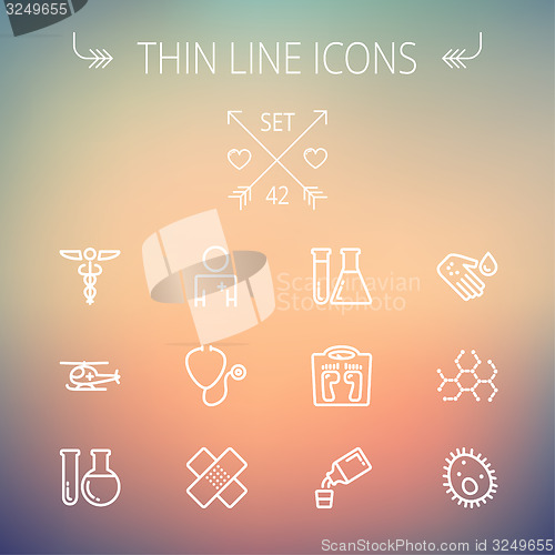 Image of Medicine thin line icon set