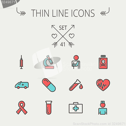 Image of Medicine thin line icon set