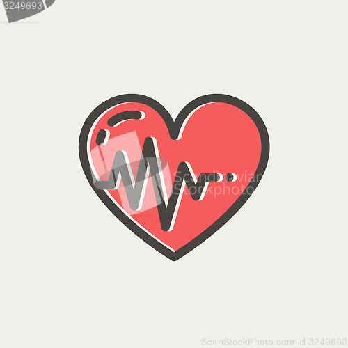 Image of Heart with cardiogram thin line icon