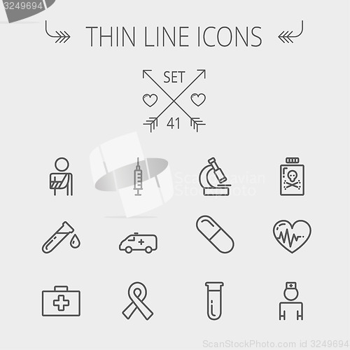 Image of Medicine thin line icon set