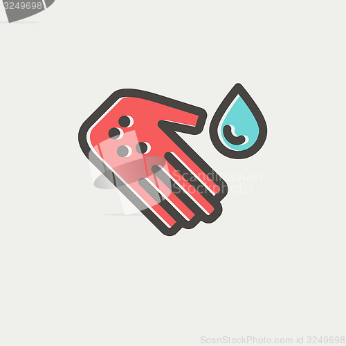 Image of Wash the wound with water thin line icon