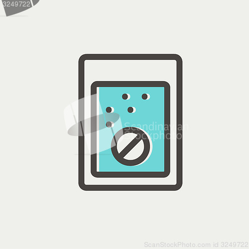 Image of Tablet into a glass of water thin line icon