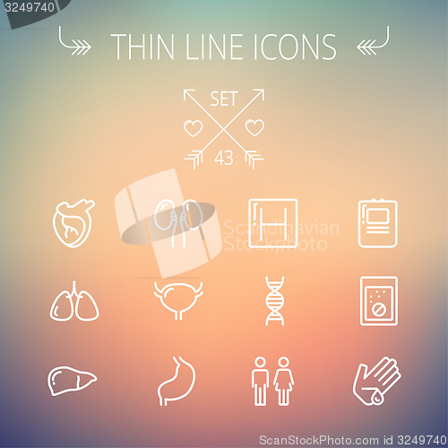 Image of Medicine thin line icon set