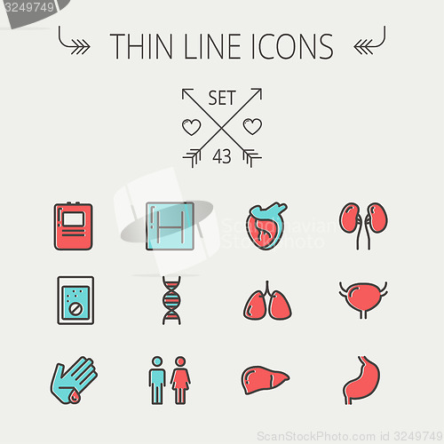 Image of Medicine thin line icon set