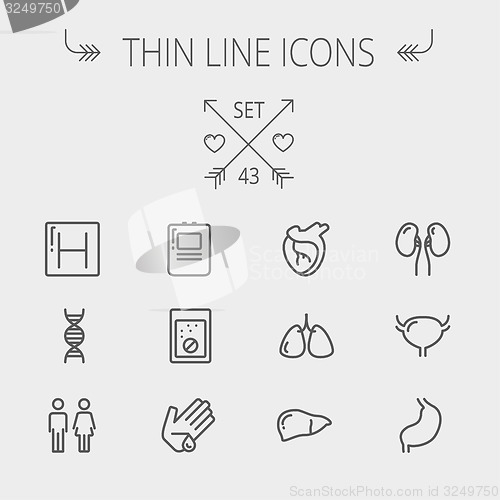 Image of Medicine thin line icon set