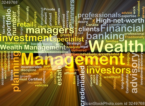 Image of Wealth management background concept glowing