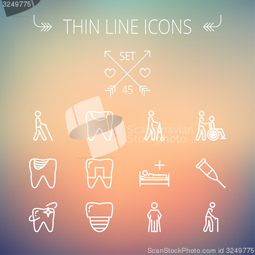 Image of Medicine thin line icon set