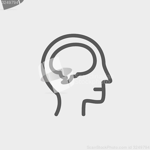 Image of Human head with brain thin line icon