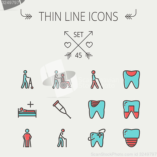 Image of Medicine thin line icon set