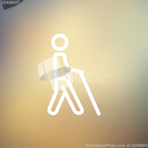 Image of Man with stick thin line icon