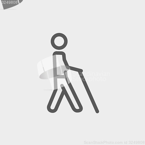 Image of Man with stick thin line icon