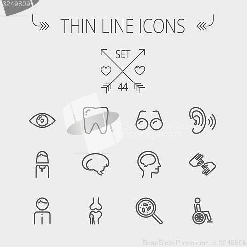 Image of Medicine thin line icon set