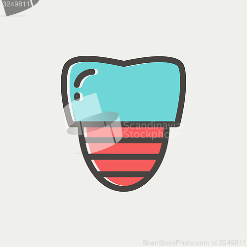 Image of Tooth implant thin line icon