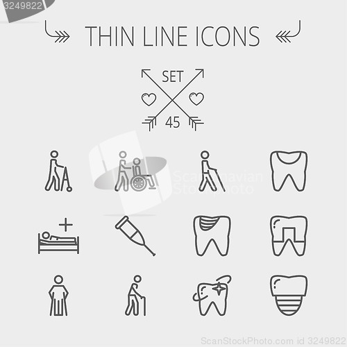 Image of Medicine thin line icon set