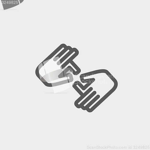 Image of Two hands thin line icon