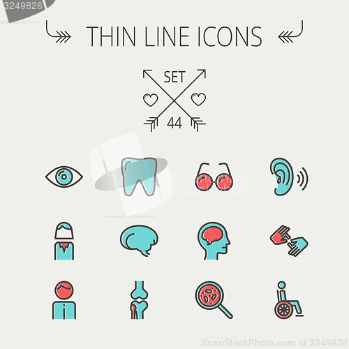 Image of Medicine thin line icon set