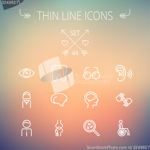 Image of Medicine thin line icon set