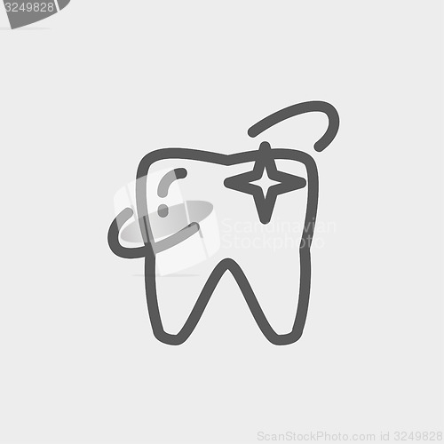 Image of Shining tooth thin line icon