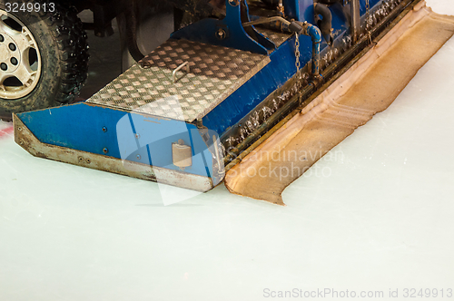 Image of The machine for resurfacing ice in stadium